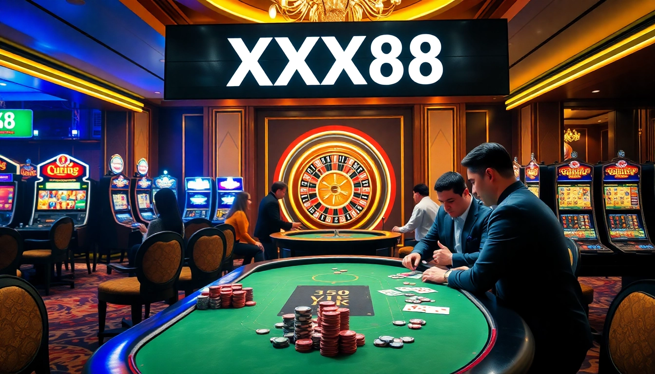 Experience thrilling gameplay at XX88, where vibrant casino tables and exciting slot machines await.