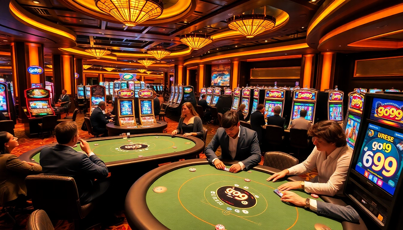 Players engaging in high-stakes poker at go99 casino, showcasing excitement and strategic betting.