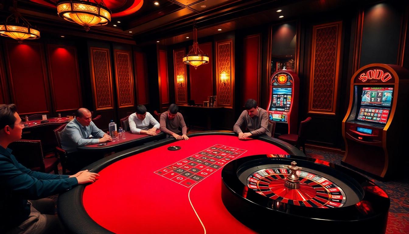 SODO casino scene showcasing high-stakes poker action and vibrant slot machines.
