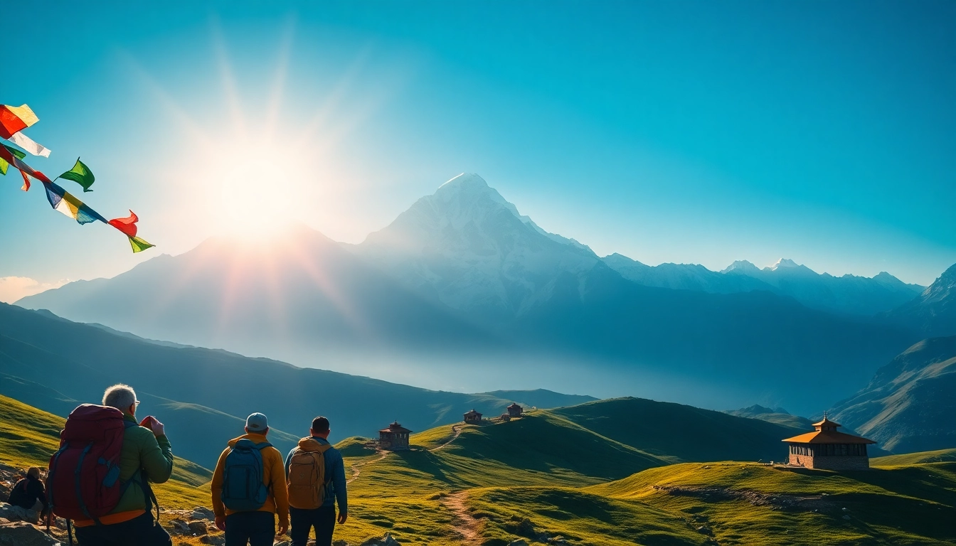 Stunning view of Everest Base Camp showcasing trekkers and majestic snow-capped peaks.
