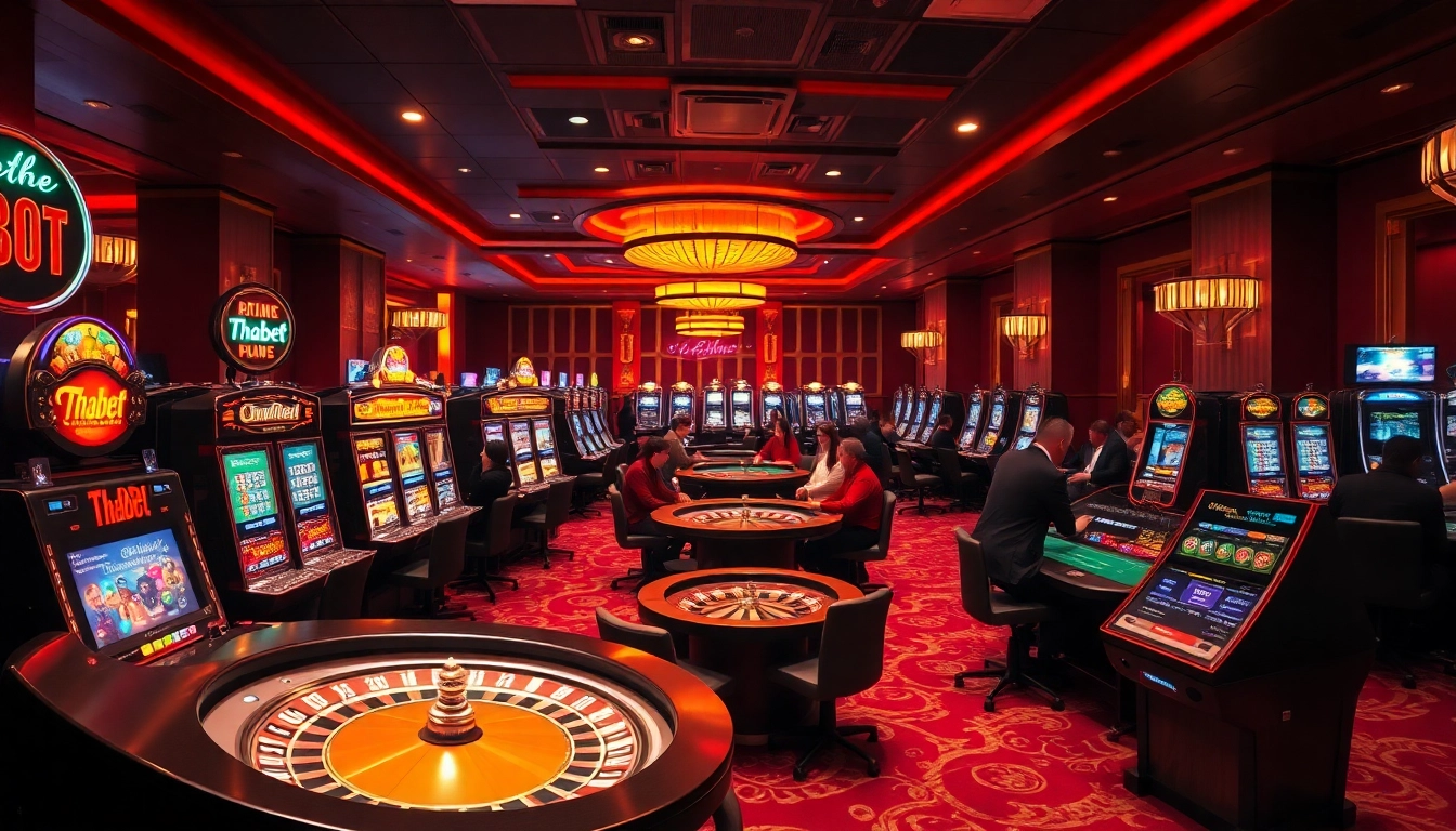 Players enjoying thrilling games of chance, featuring the Thabet casino brand prominently.