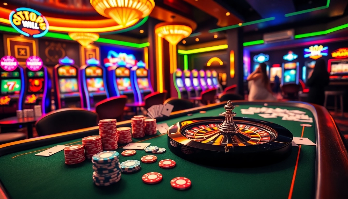 RIKVIP offers an exciting online casino experience with vibrant gaming elements like poker chips and roulette.