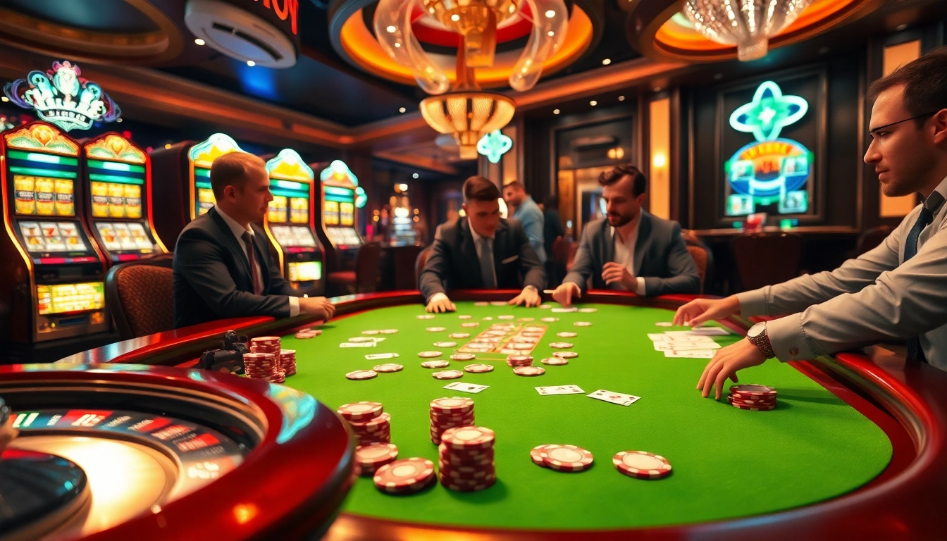 HITCLUB poker table featuring players strategizing with chips and cards in an elegant casino setting.