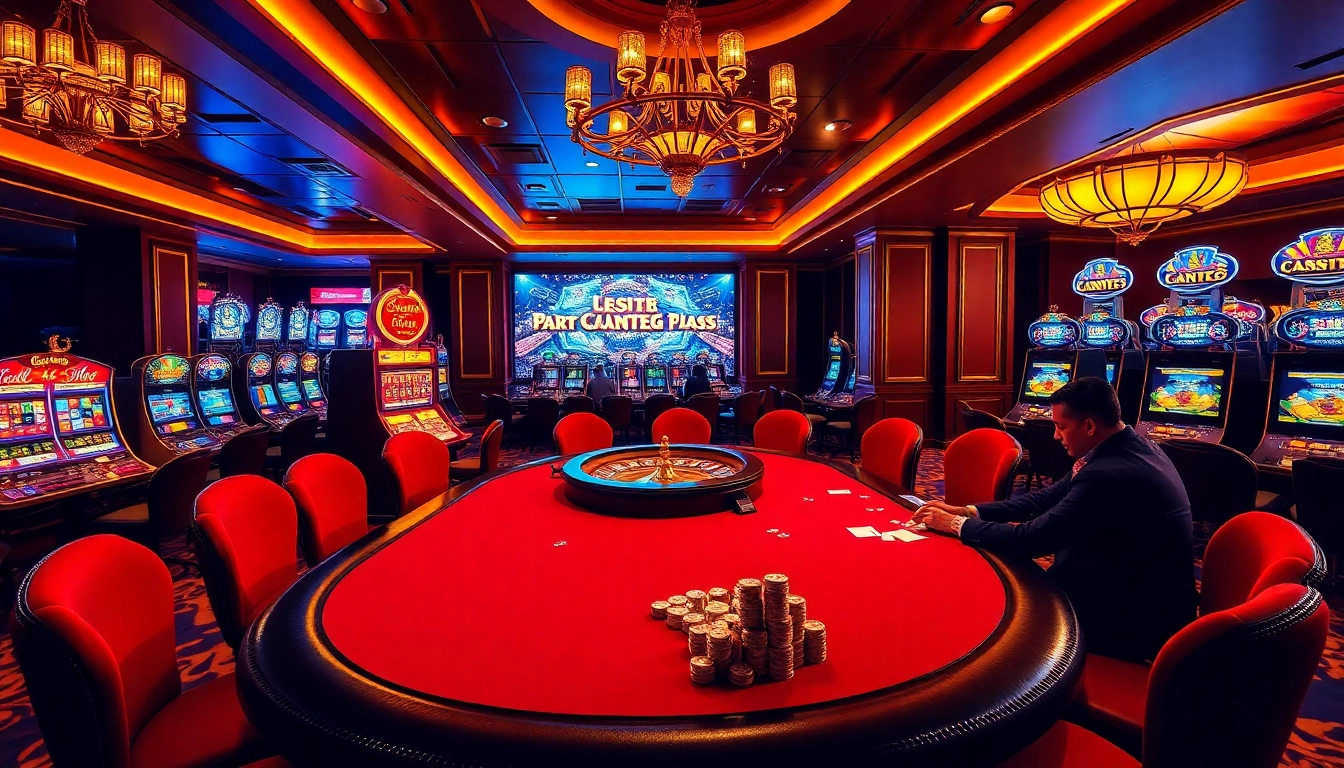 Experience thrilling gaming action at https://bl555.family/ with vibrant casino tables and players in a luxurious setting.