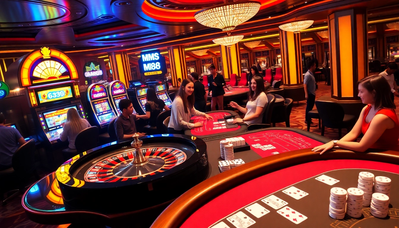 Exciting roulette gameplay at MM88 casino featuring vibrant atmosphere and luxurious decor.