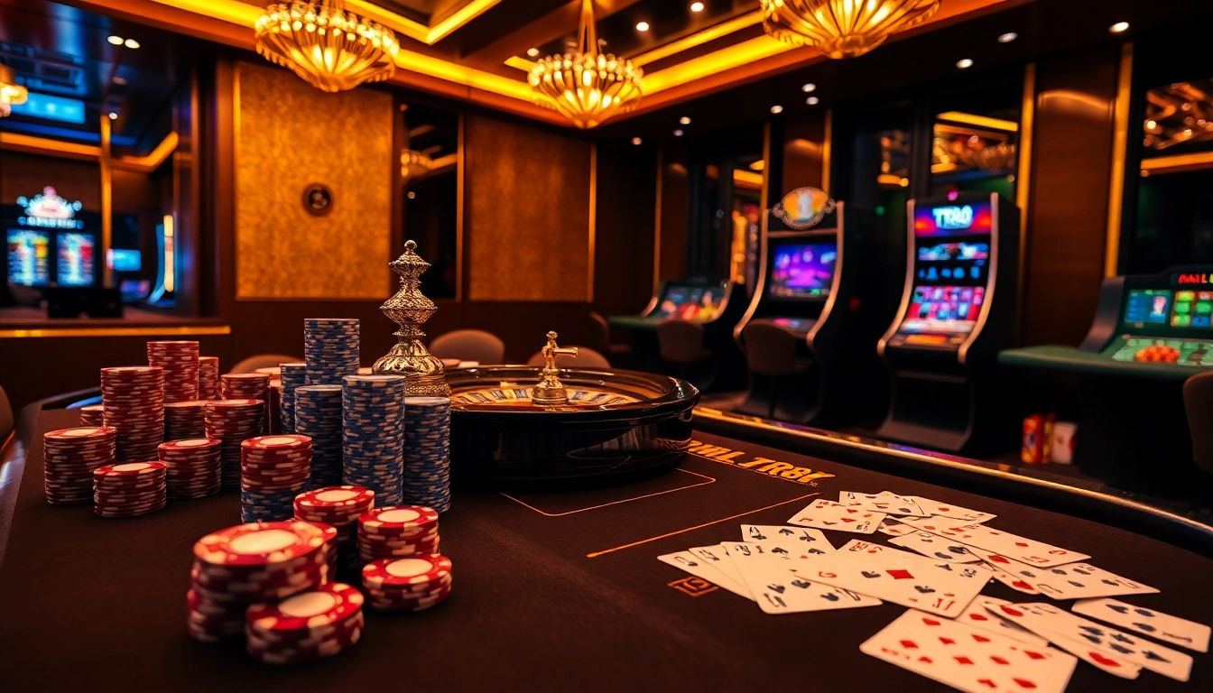 Experience the thrilling action of TR88 at a luxurious casino table with vibrant chips and cards.