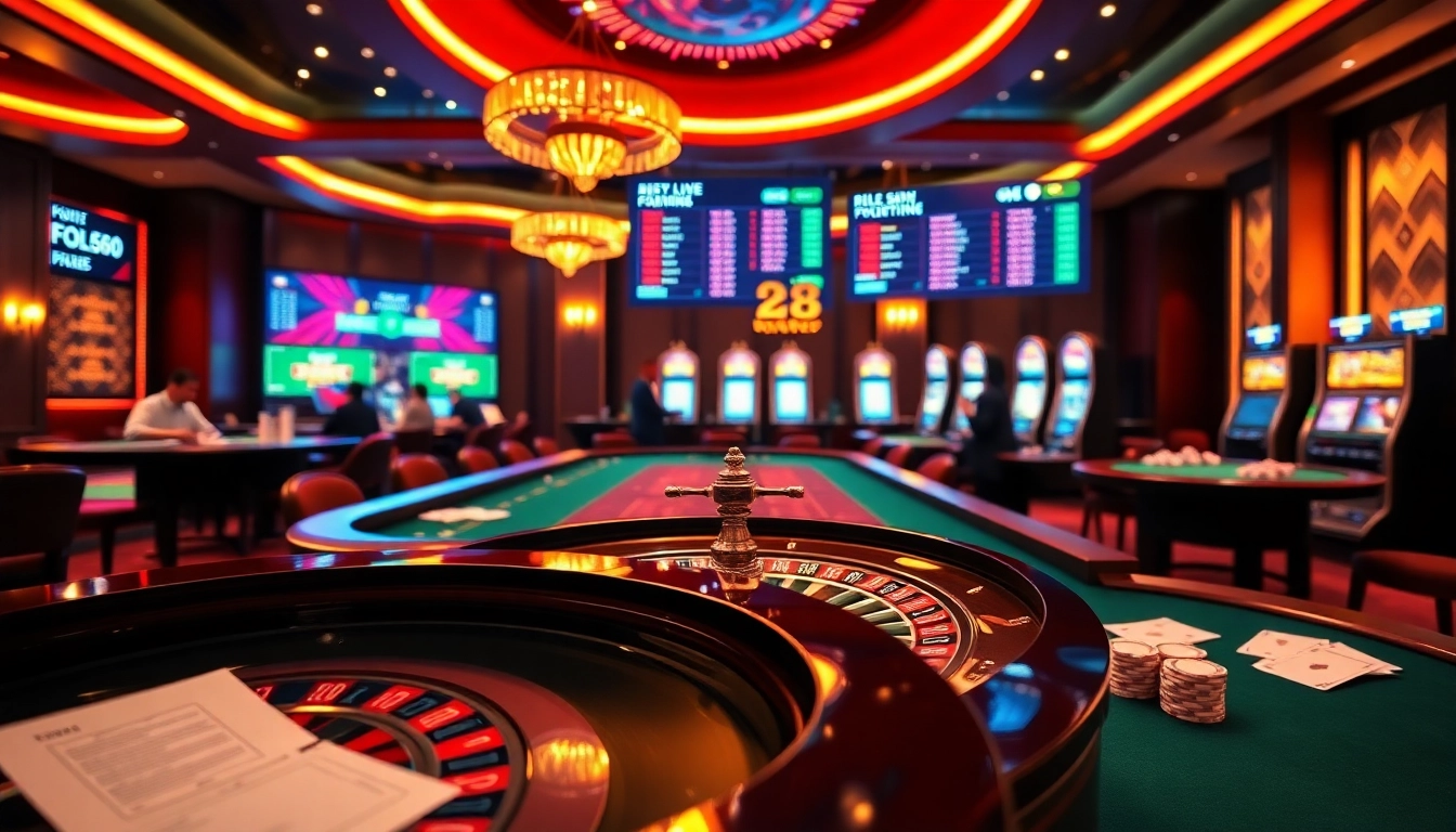 Experience the excitement of fb88 with vibrant casino visuals of roulette and poker.