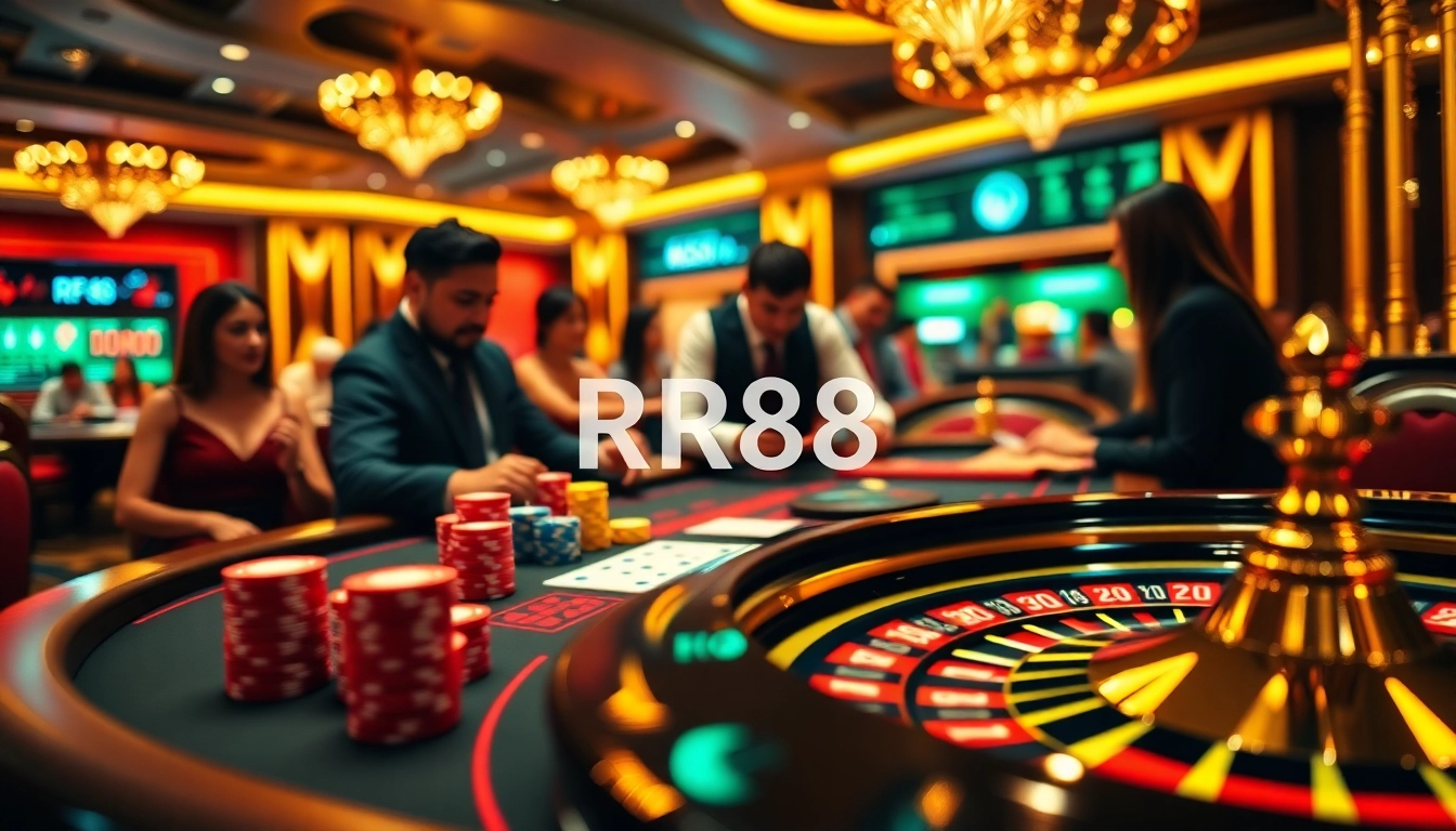 Experience high-stakes excitement at RR88 with vibrant casino tables and engaging players.