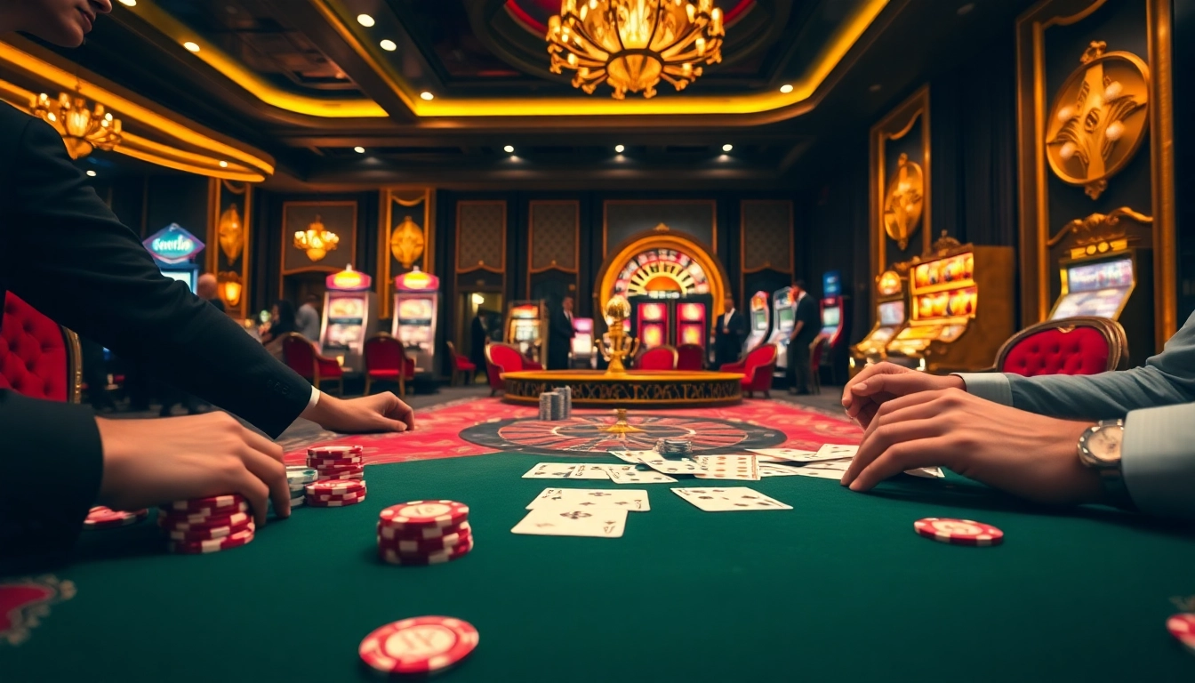 Experience the excitement of gambling at fun79's casino tables with vibrant chips and cards.