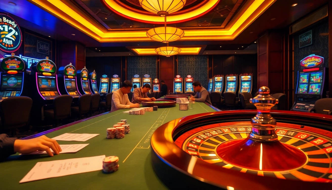 Kèo Bóng Đá betting scene showcasing luxury and excitement at a casino.