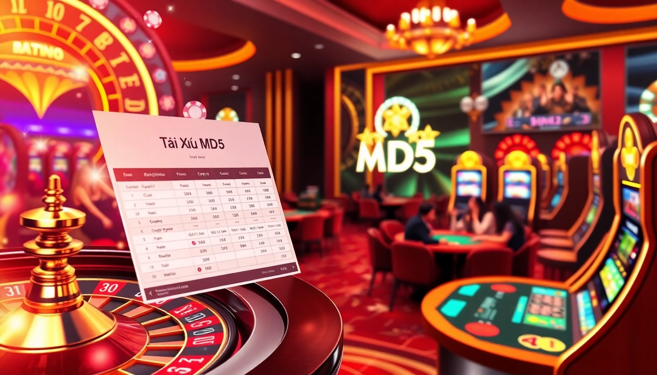 Tài Xỉu MD5 interactive gambling experience with dynamic betting and vibrant casino elements.