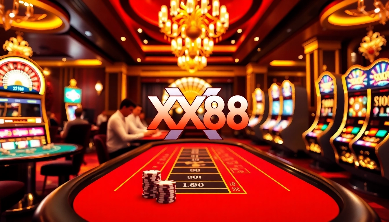 Experience the excitement at XX88 casino with vibrant games of blackjack and roulette.