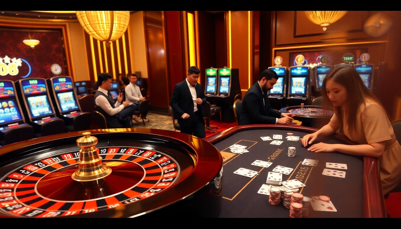 Players enjoying a thrilling game at a casino table related to nk88 gaming.
