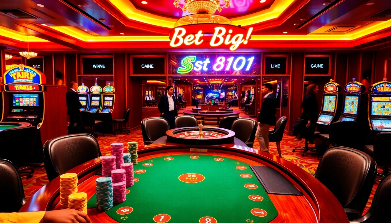 Players betting enthusiastically at a vibrant poker table in a luxurious casino at https://s801.online/
