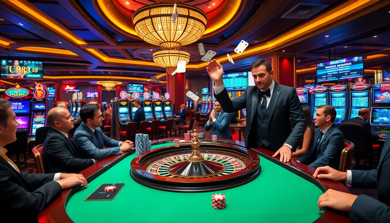 Players engaging in high-stakes action at UU88 casino with vibrant roulette table and chips.