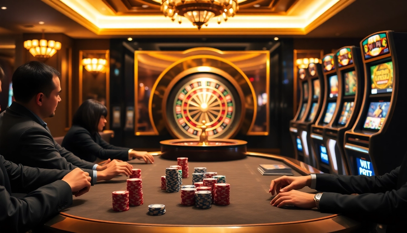 Engaged players enjoying poker at https://hit-club.games/, surrounded by luxury casino elements.