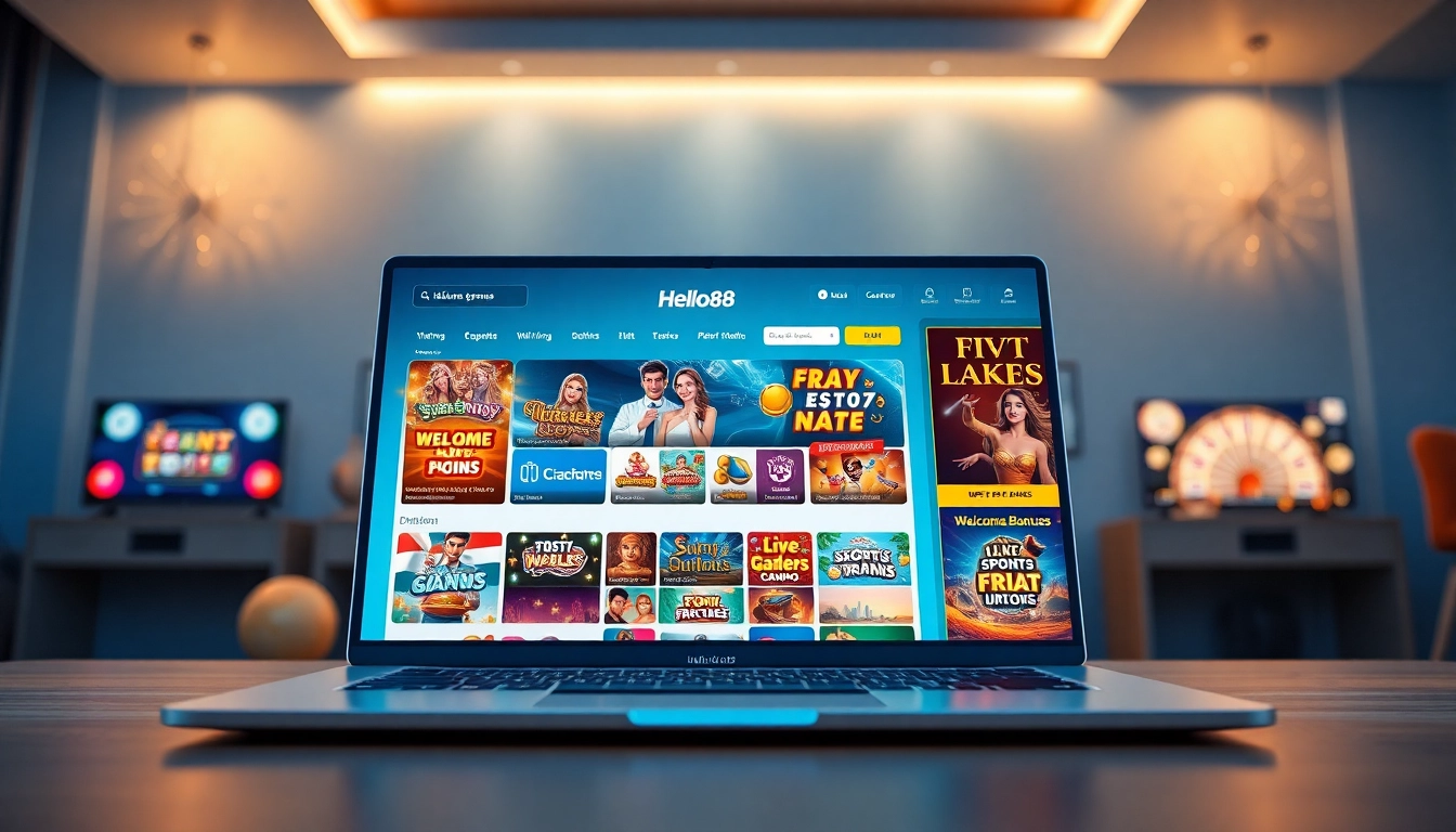 Experience the dynamic gaming interface of hello88win.live with vibrant visuals showcasing slots and sports betting.