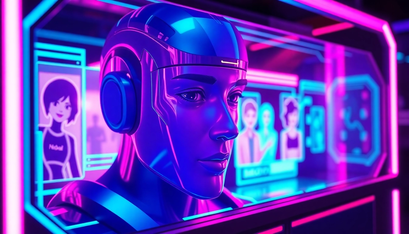 Interactive character AI NSFW digital interface showcasing advanced features and vibrant aesthetics.