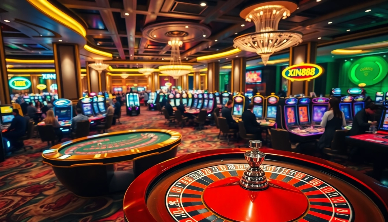 XIN88 đăng nhập invites players to a vibrant casino atmosphere filled with excitement and luxury.