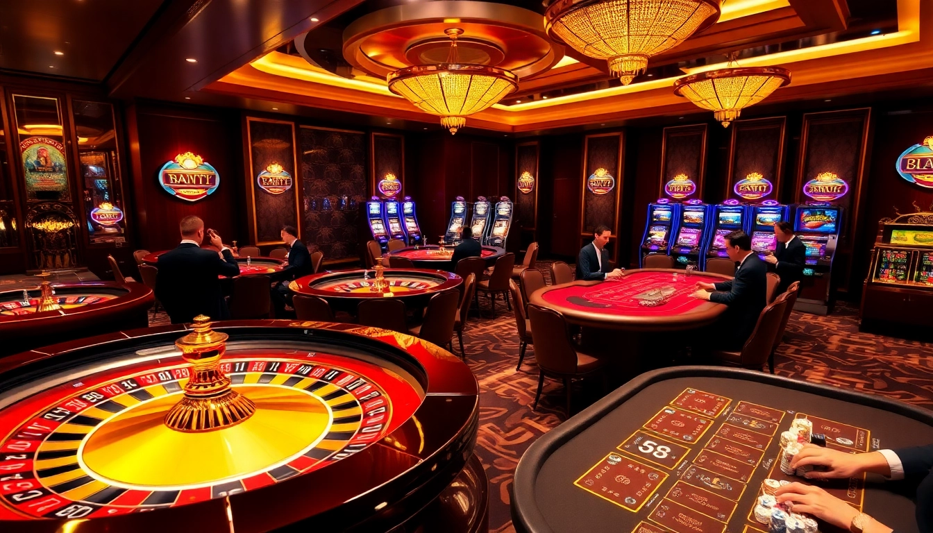 Experience the thrill of gambling at https://nk88-zeno.top/ with a lively casino scene featuring players at roulette and blackjack.
