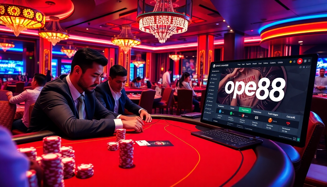 Open88 casino scene showcasing high-stakes poker action and vibrant betting interfaces.