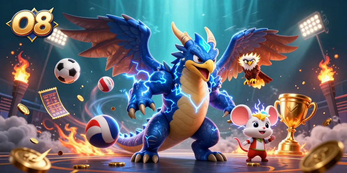 Cheer as O8 unleashes a vibrant 3D casino scene filled with dynamic characters and thrilling betting elements.