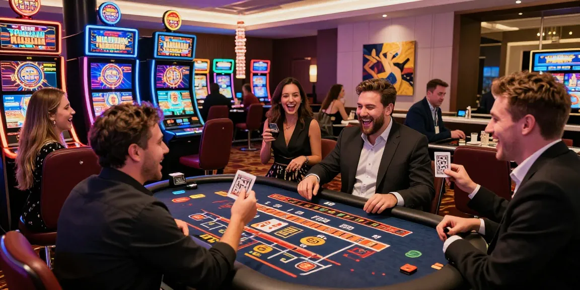 Exciting dynamic scene of players at a credit card casino celebrating wins at fimltd.co.uk, showcasing engaging activities and vibrant atmosphere.