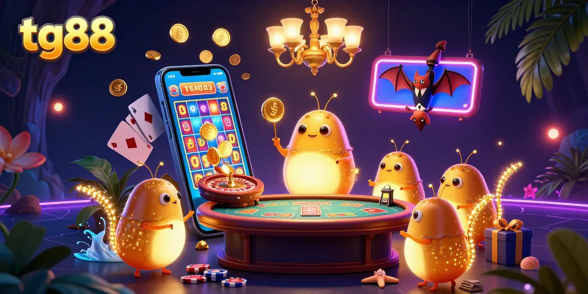 Experience thrilling games at tg88 with vibrant visuals in a lively cave casino scene.